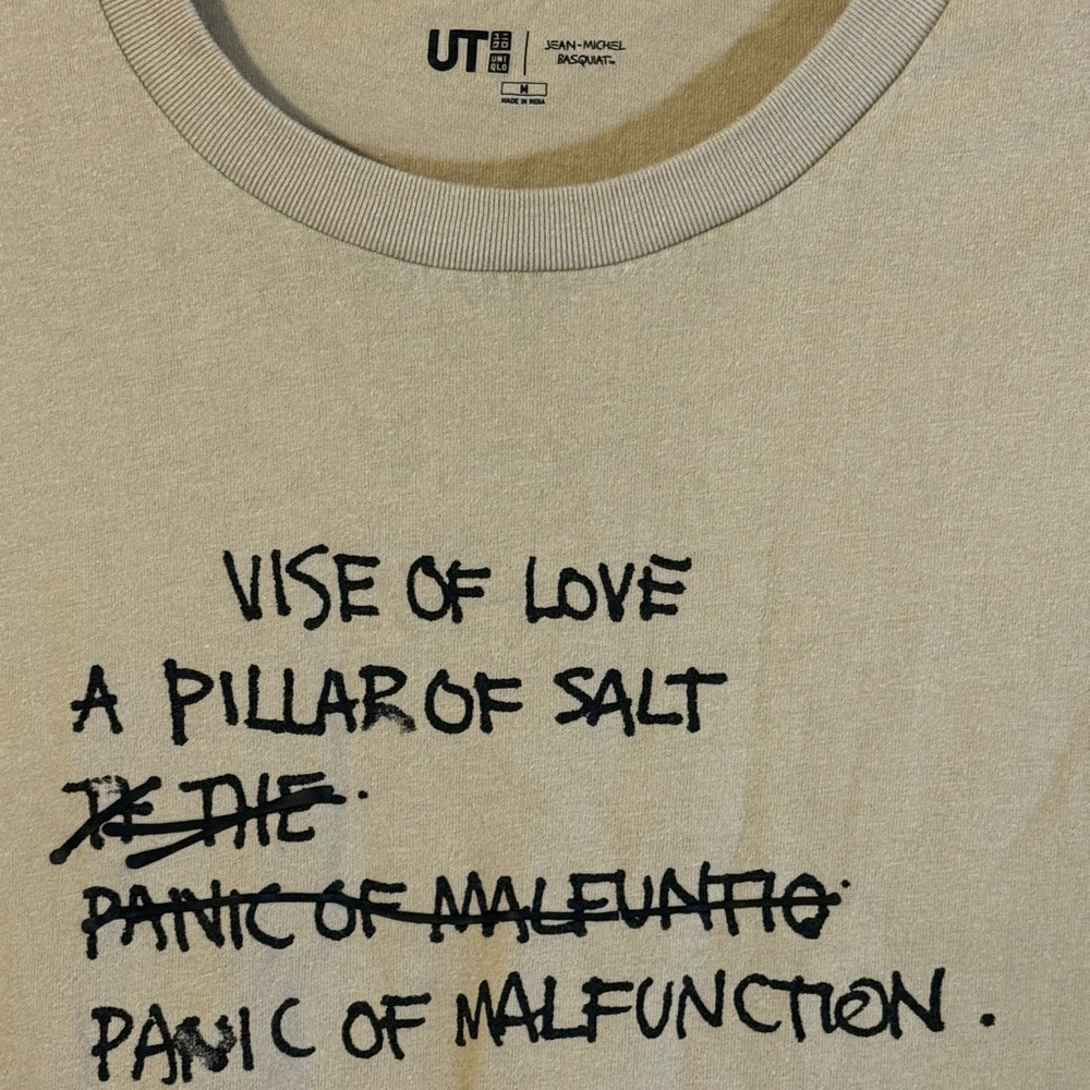 Uniqlo UT Beige Graphic Tee with Black Text